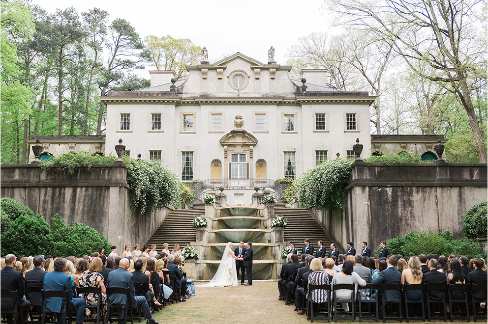 Atlanta History Center wedding at steps of The Swan House